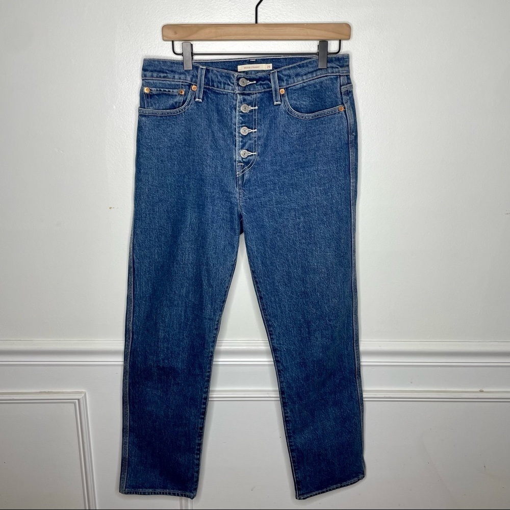 Levis Wedgie Straight Exposed Button Fly Jean Premium Denim